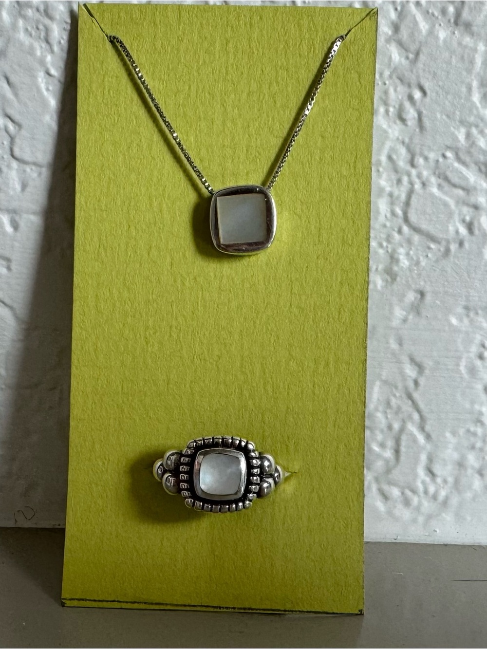 Sterling Silver White Stone Necklace and Ring Set